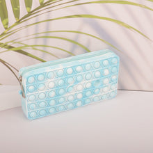 cyan & white pop it pencil case